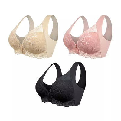(PACK MED 3) Trådlös Push-Up BH med Främre Stängning