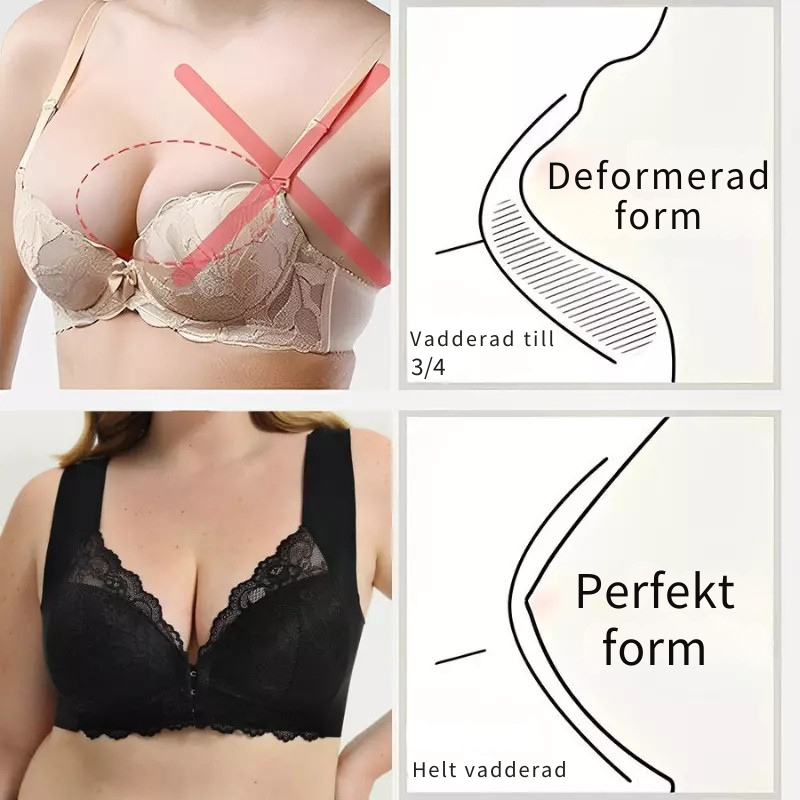(PACK MED 3) Trådlös Push-Up BH med Främre Stängning