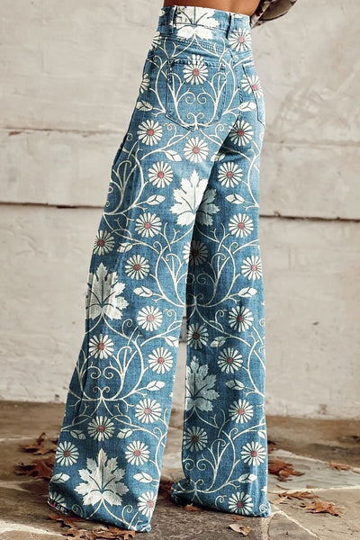 Margherita | Eleganta Boho Byxor med blommigt mönster